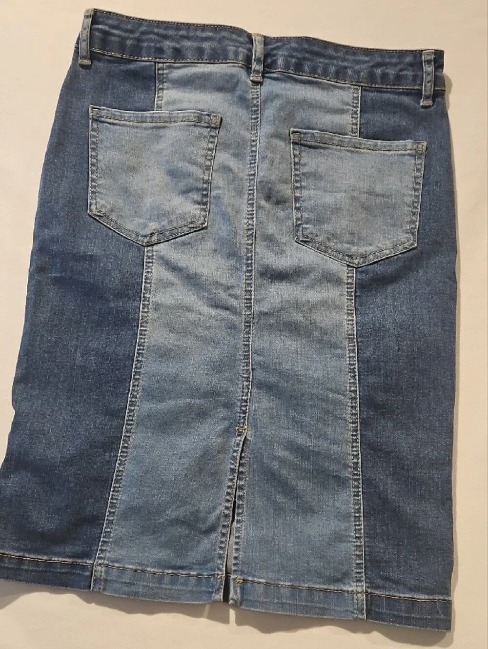 one 5 one Two-Tone Blue Denim Pencil Skirt 0051 - Picture 2 of 12
